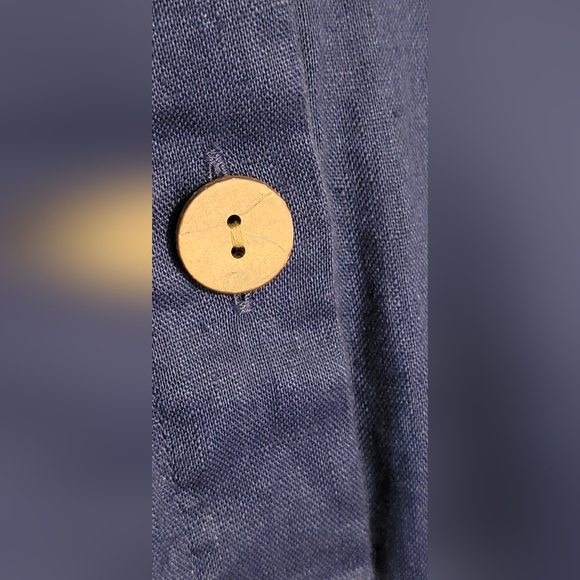 J. Jill indigo/blue linen dress with collar, buttons and slash pockets. Size XL. - Picture 4 of 8